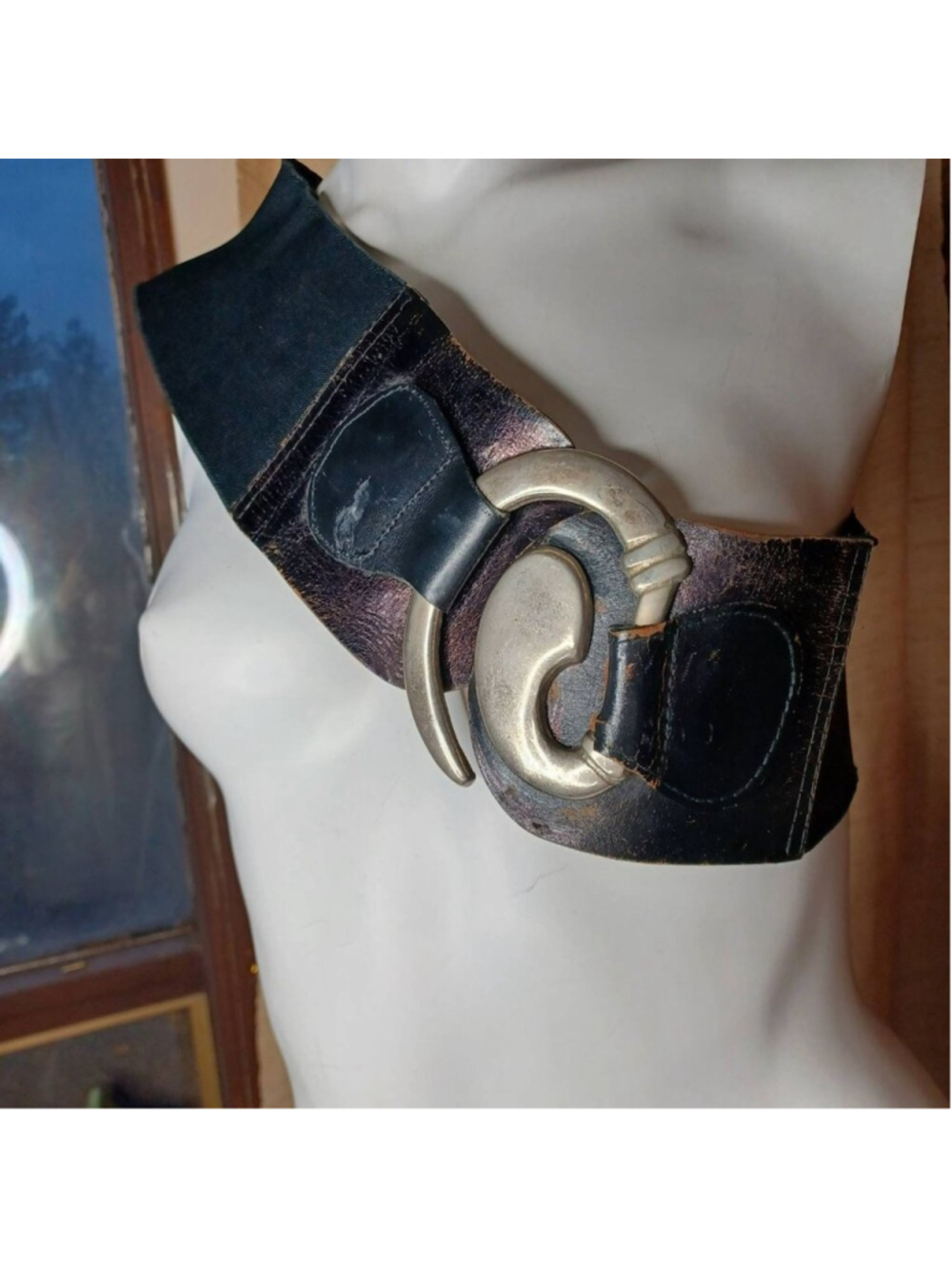Animale by Jacques Ruc vintage Elastic, Leather and Metal Art Belt